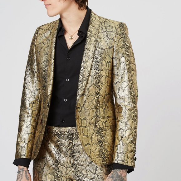 TWISTED TAILOR SKINNY SUIT IN GOLD SNAKE PRINT - Picture 7 of 10